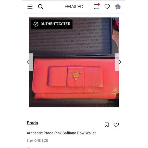 Authentic Prada Pink Saffiano Bow Wallet - Picture 1 of 15